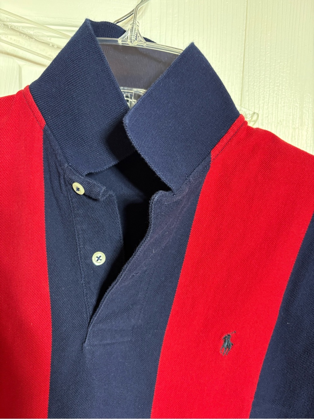 Ralph Lauren Navy and Red Striped Rugby Polo